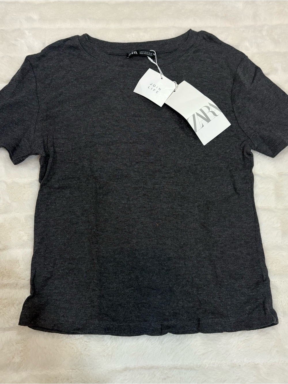 ZARA Women’s Charcoal Crew Neck Tee